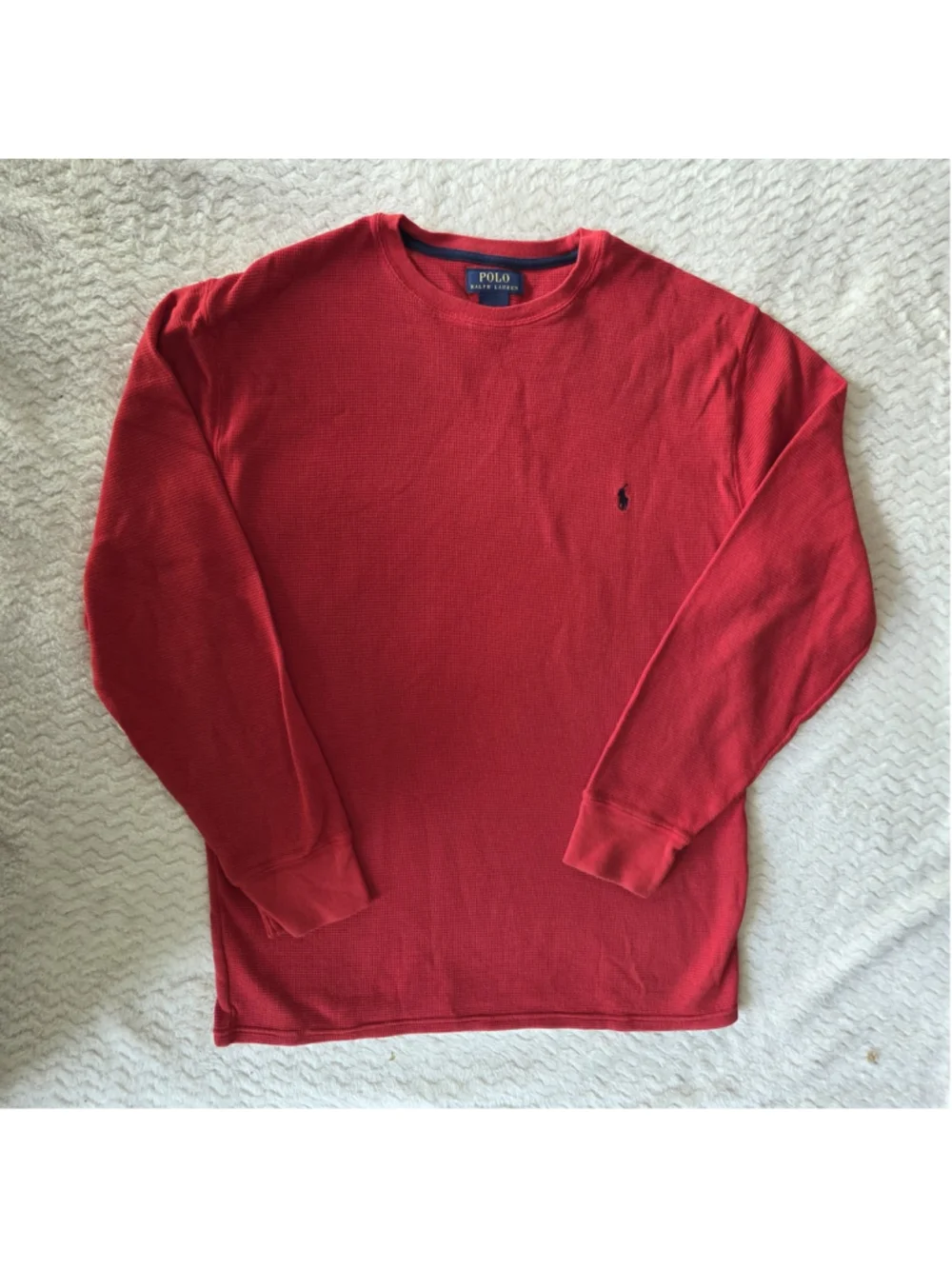 Polo Ralph Lauren Mens Red Waffle Knit Thermal Long Sleeve Shirt Size XL
